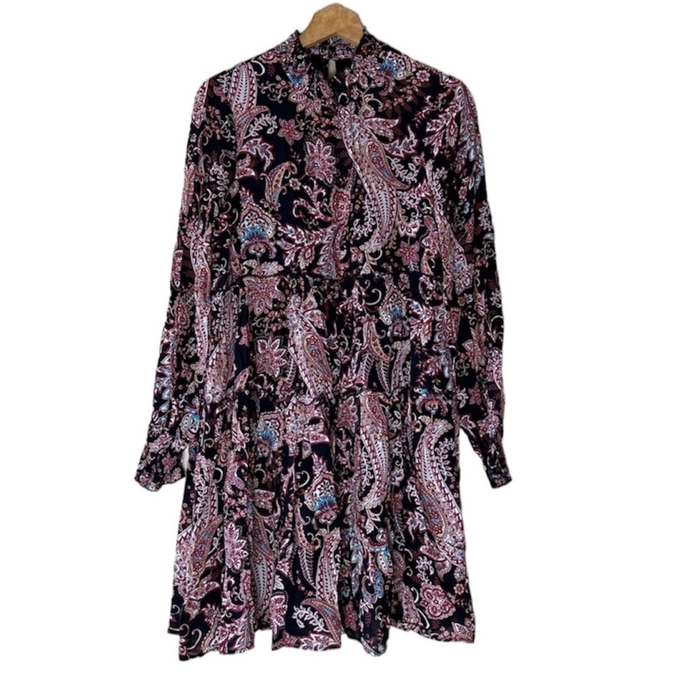 Anthropologie Cary Tiered Paisley Pong Sleeve Dress Size XS